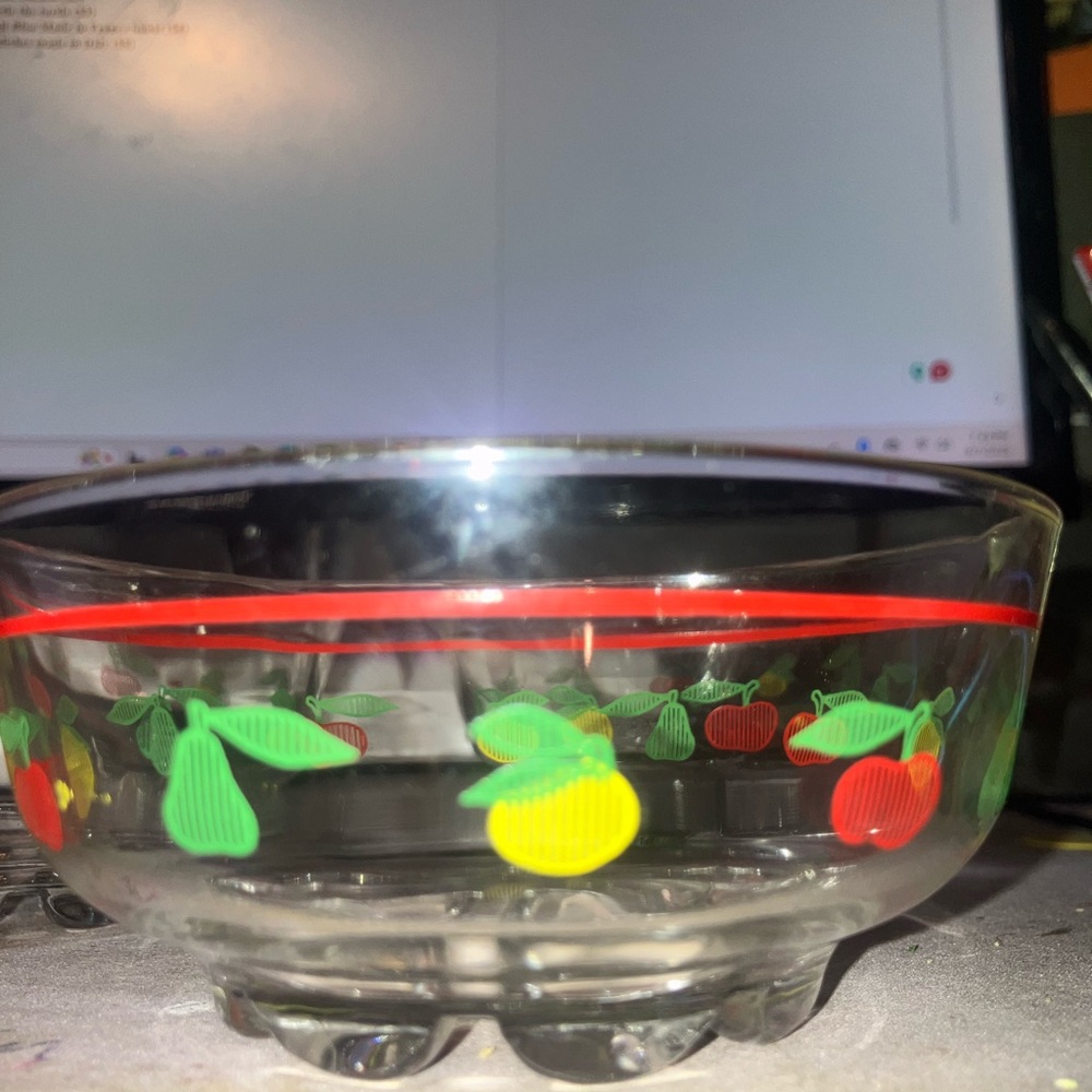 Vintage Fruit Pattern Glass Bowl Made in Italy Set of 3